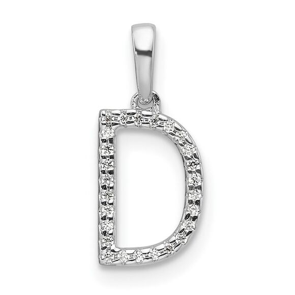 Kazi Luxury 14K White Gold Diamond Letter D Initial Pendant